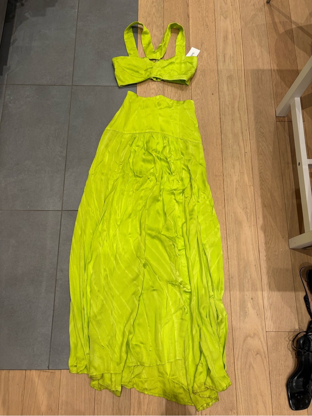 Silvia Tcherassi Green Halter Cutout Two Piece Maxi Skirt Set